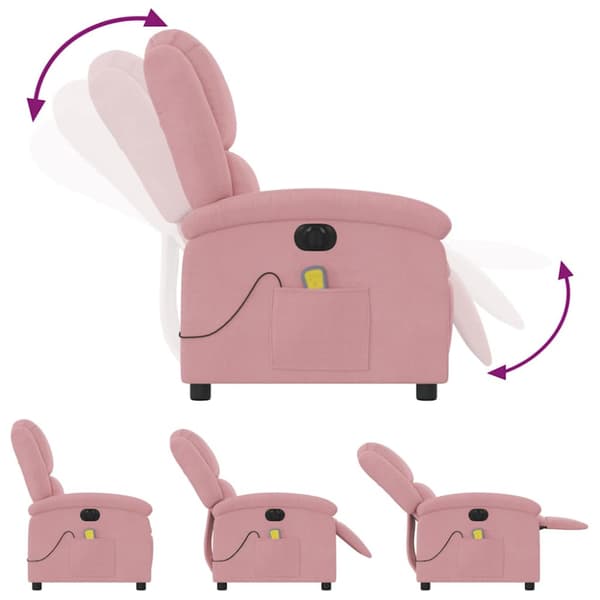 Elektrisk massagefåtölj rosa sammet