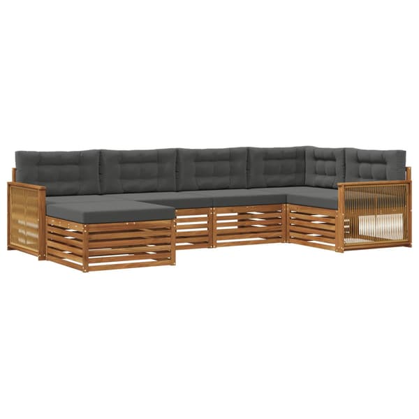 Utomhussoffset med kudde 6 pcs Naturlig och Antracit