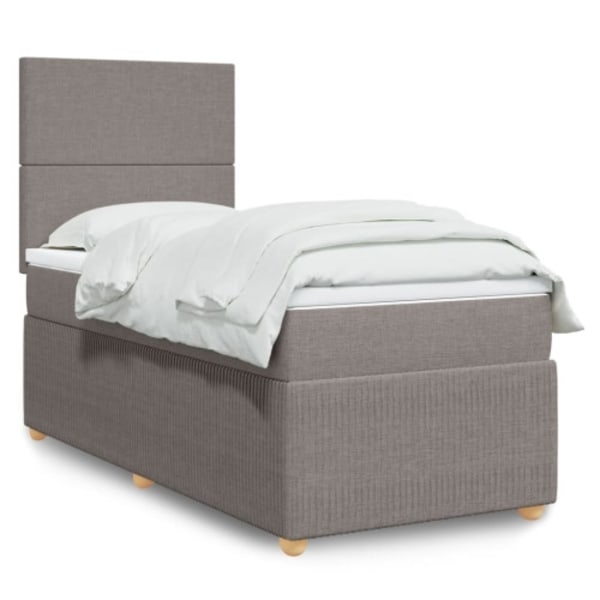 Ramsäng med madrass taupe 80x200 cm tyg