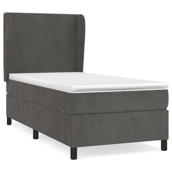 Ramsäng med madrass mörkgrå 100x200 cm sammet