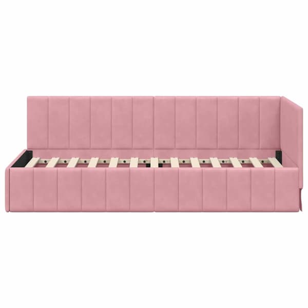 Hörn Sängram med huvudgavel Rosa 80 cm x 200 cm Sammet