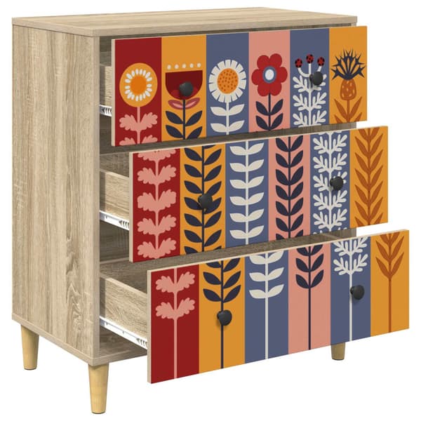 Kommode ESSEN Solrosmönster 66 x 36,5 x 75 cm Konstruerat trä