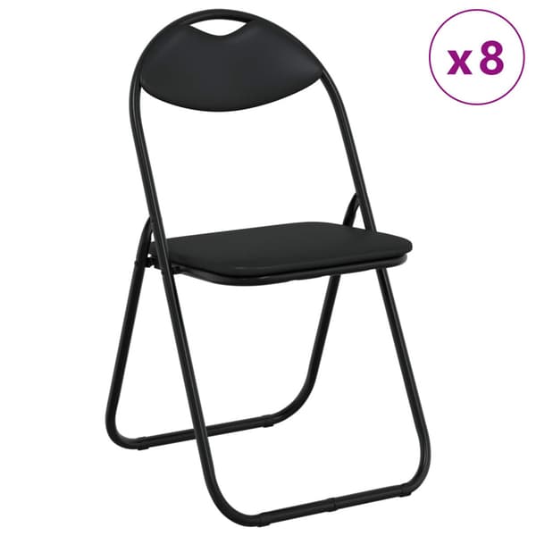 Fällstol 8 pcs Svart 48 x 43,5 x 81 cm Konstläder