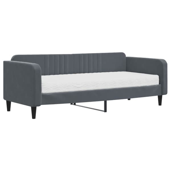 Dagbädd med madrass mörkgrå 90x200 cm sammet
