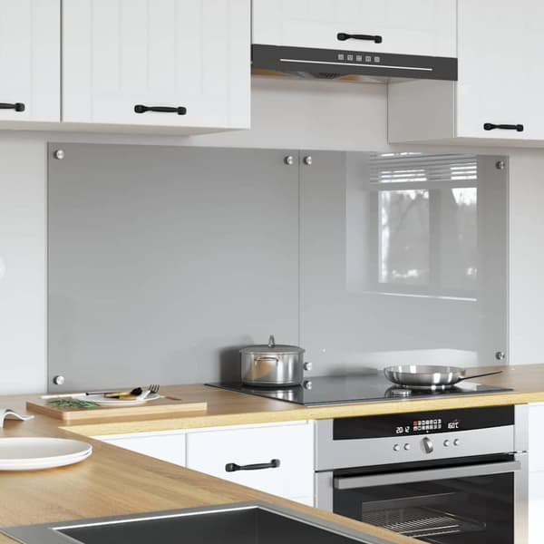 Köksskydd 2 pcs Ljusgrå 70 x 60 cm härdat glas