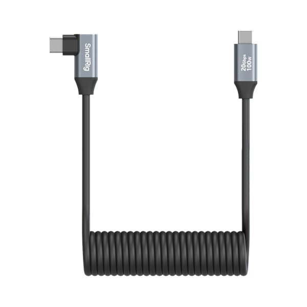 SmallRig 4792 USB-C Straight to USB-C Angled Coiled Data Cable