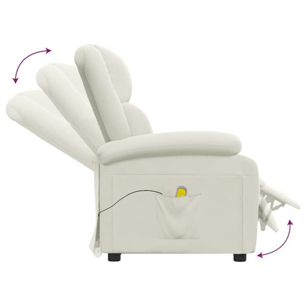 Massagefåtölj gräddvit sammet