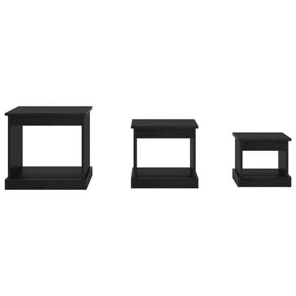 Kaffeebord 3 pcs Svart Ek Konstruerat trä