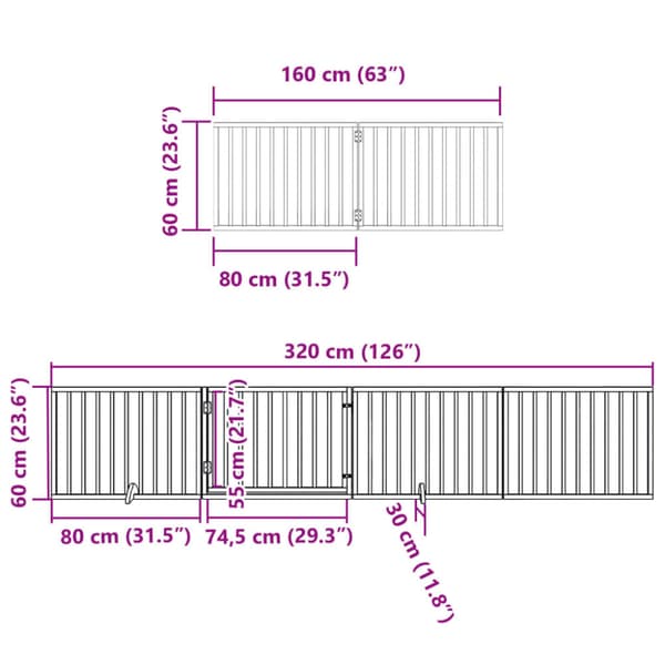 Hundgrind med dörr vikbar 8 paneler 640 cm poppel