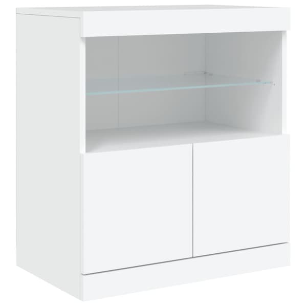 Skänk med LED-belysning vit 60x37x67 cm