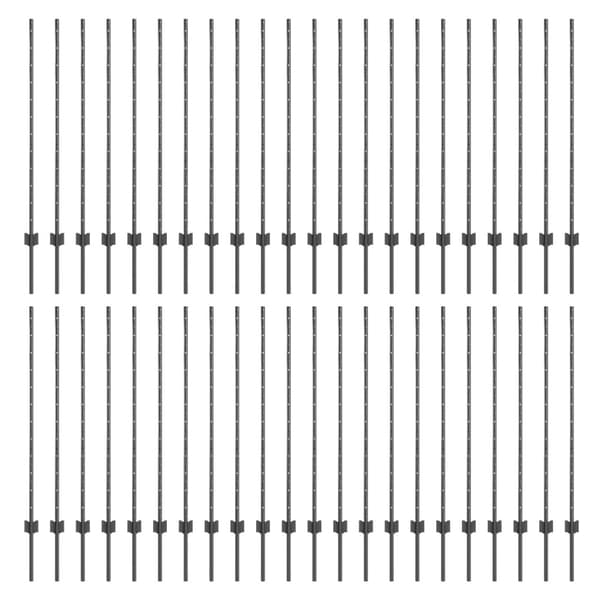 Stängselstolpe 44 pcs Grå 160 cm Stål