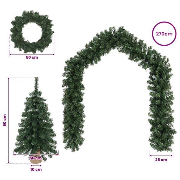 Mini-julgransset 90 cm PVC Grön