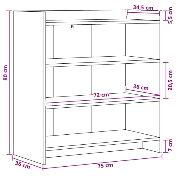 Sideboard Rökt ek 75 x 36 x 80 cm Konstruerat trä
