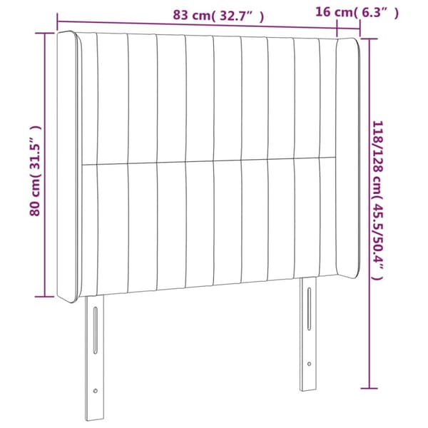 Sänggavel LED blå 83x16x118/128 cm tyg