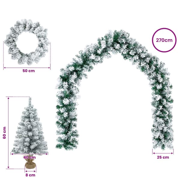 Mini-julgransset 60 cm PVC Grön och Vit