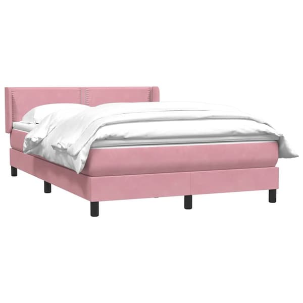 Ramsäng med madrass rosa 160x210 cm sammet
