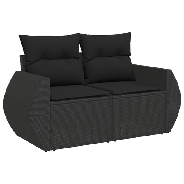 Trädgårdsoffset med lagring 11 pcs Svart Poly rattan
