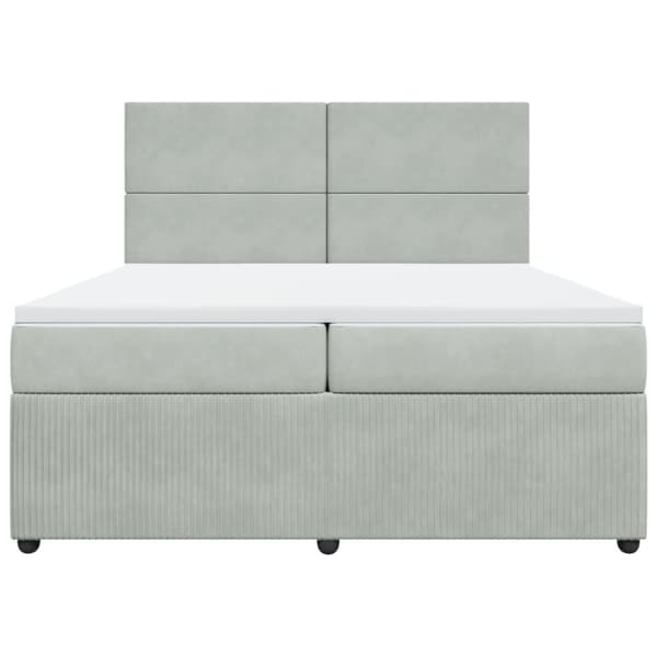 Ramsäng med madrass ljusgrå 200x200 cm sammet