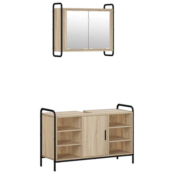 Badrumsskåpsset 2 st Sonoma-ek 65,5 x 34 x 61 cm