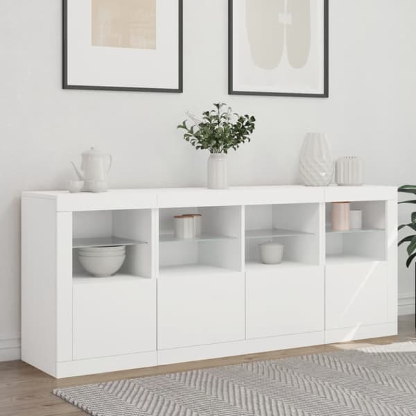 Skänk med LED-belysning vit 163x37x67 cm