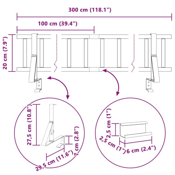 Taksnöskydd Svart 300 cm Stål