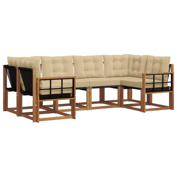 Utomhussoffset med kudde 6 pcs Naturlig och Beige