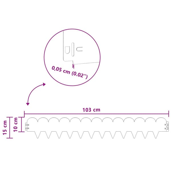 Kant för gräsmatta 30 pcs 103 x 15 cm Stål Antracit