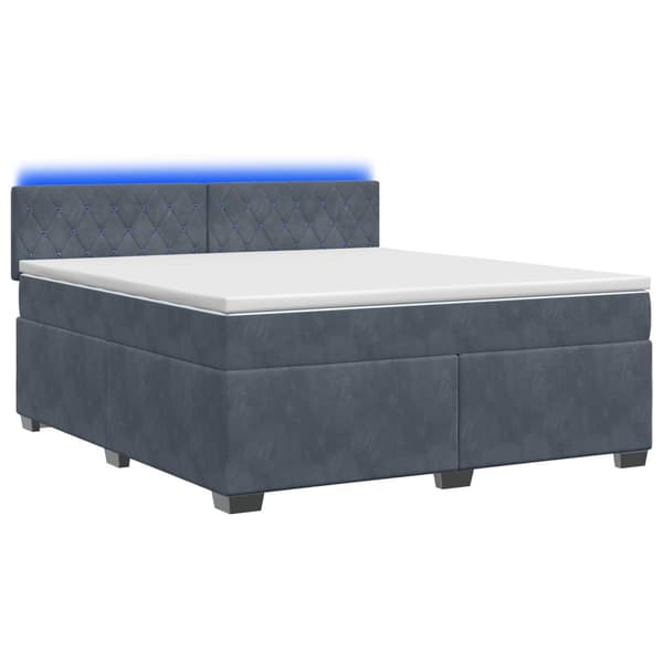 Boxspring säng med madrass och LED Mörkgrå 140 x 190 cm Sammet