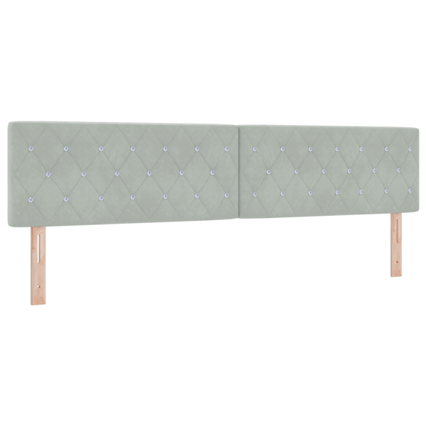 Bäddfjäder med huvudgavel Ljusgrå 200 x 200 cm Sammet