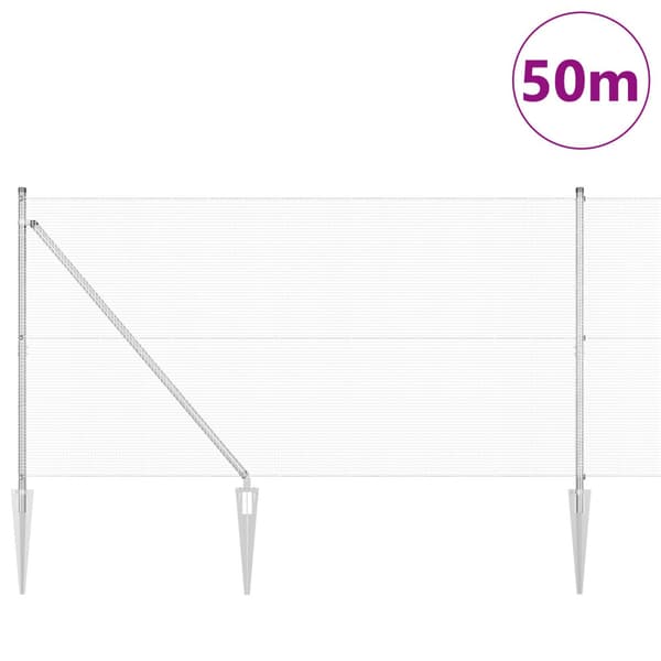 Stängselstolpe Silver 50 x 1,2 m (12 x 12 mm nät) Stål