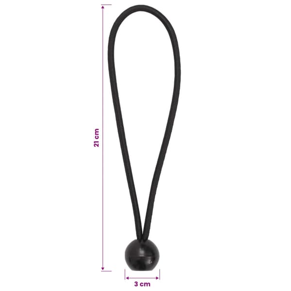 Bungee Cords med Bollar 100 st Svart 4 mm x 22 cm Polypropylen