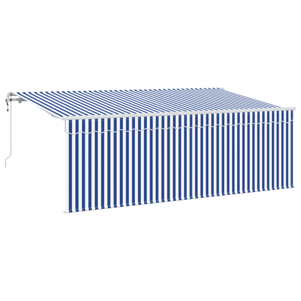 Utdragbar markis Blå och Vit 400 x 200 cm