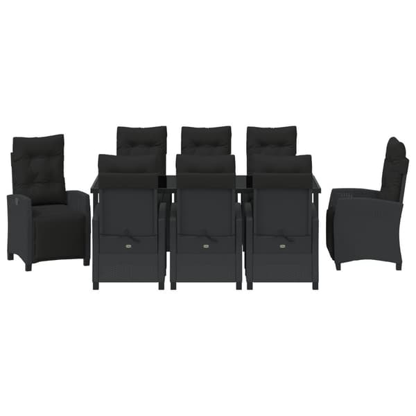 Trädgårdsmöbelset med kudde 9 pcs Svart konstrotting