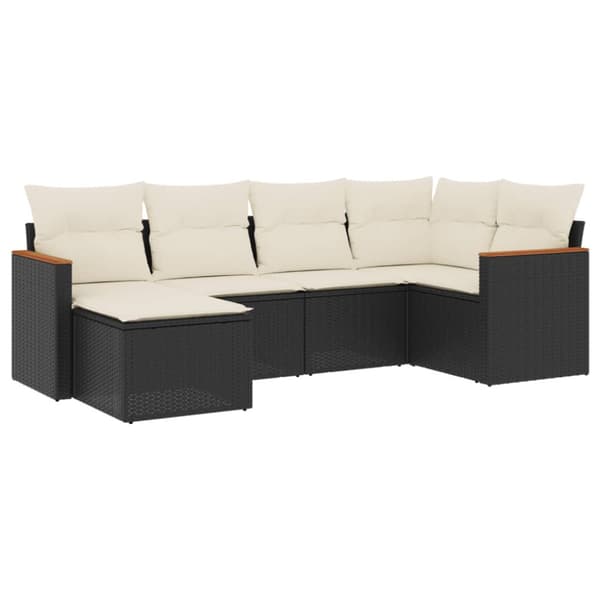 Loungegrupp med dynor 6 delar svart konstrotting