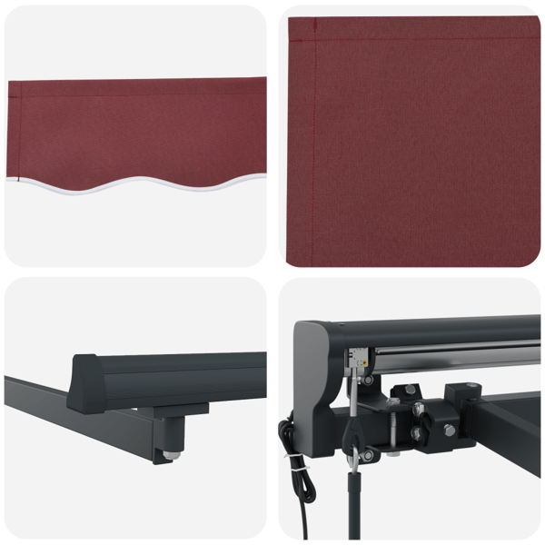 Markisram Vinröd 400 × 300 cm Polyester med PU-beläggning