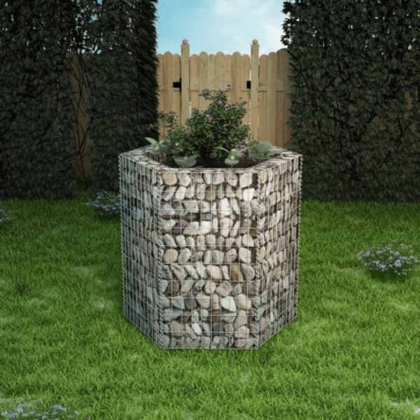 Hexagonal planteringsgabion upphöjd 100x90x100 cm