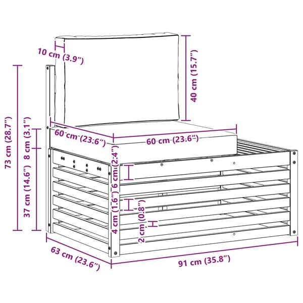 Utomhus modulsoffa Vit 91 x 63 x 73 cm Massivt Akaciaträ