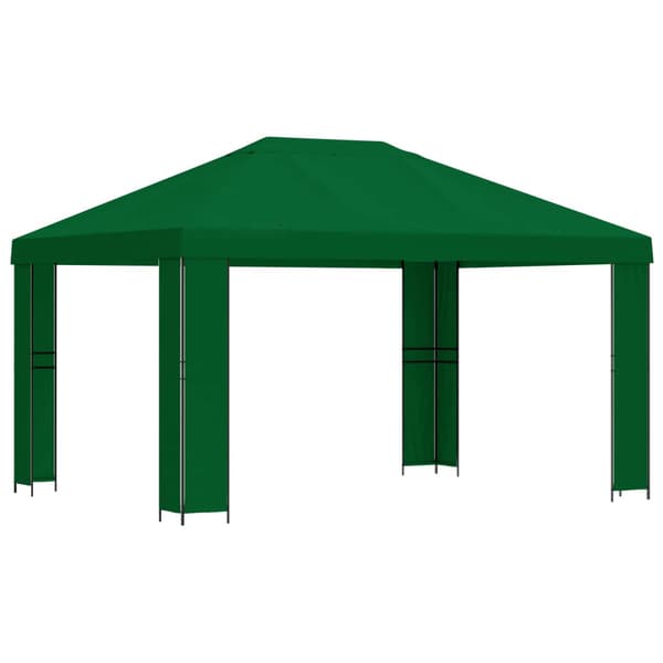 Paviljong 4 × 3 m Grön Polyester och Stål 190
