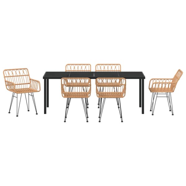 Trädgårdsmöbelset 7 pcs Brun Pulverlackerat stål