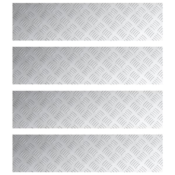 Trappsteg Rektangulär 4 pcs Silver 100 x 25 cm Aluminium