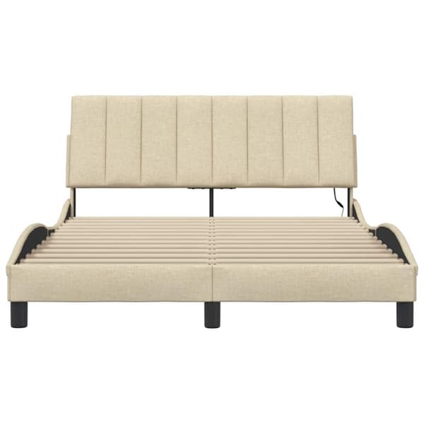 Bed Frame without Mattress "Hanko" Cream 140x200cm Fabric