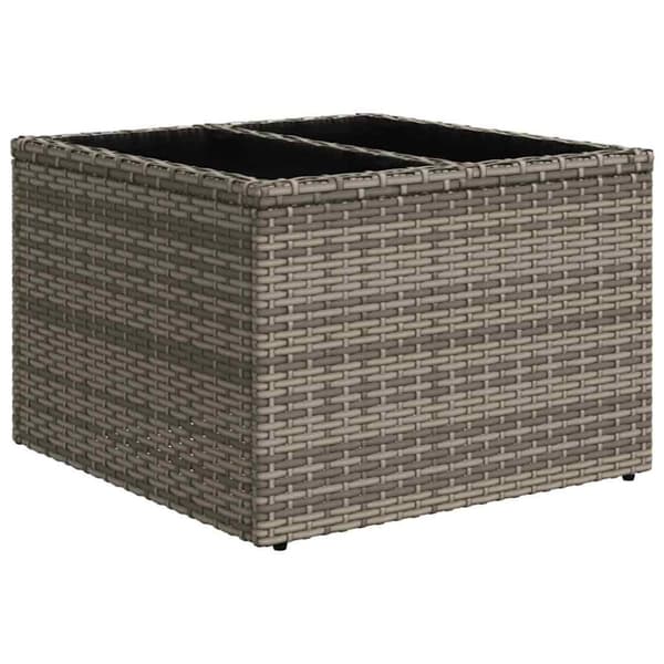 Trädgårdsoffset med kudde med lagring 9 pcs Grå Poly rattan
