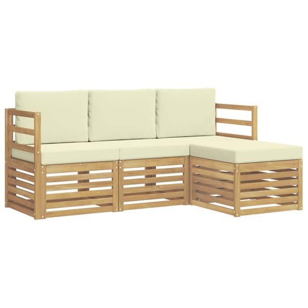 Utomhussoffset 4 pcs Vit och grädde 185,5 x 122,5 x 73 cm