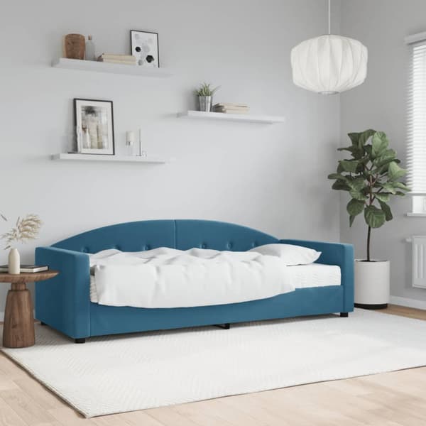 Dagbädd med madrass blå 80x200 cm sammet