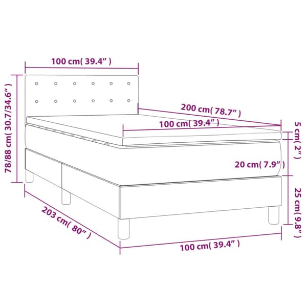 Ramsäng med madrass grå 100x200 cm konstläder