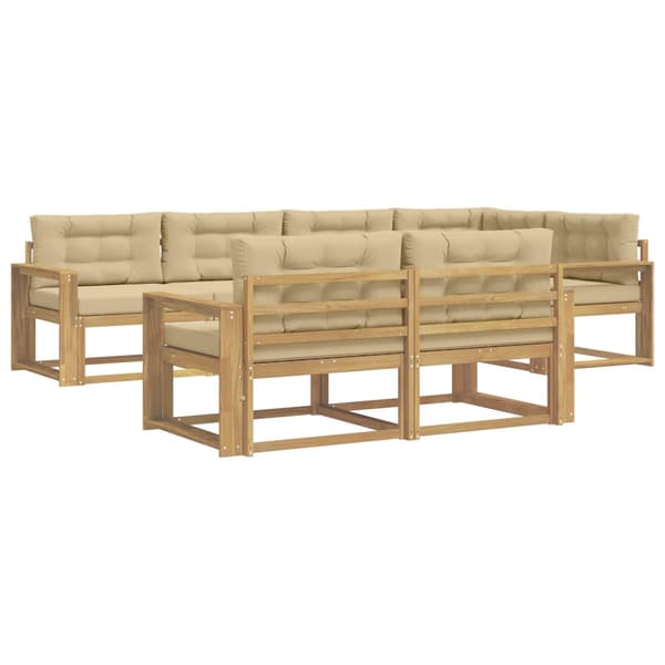 Utomhussoffset med kudde 6 pcs Vit och Beige Polyester