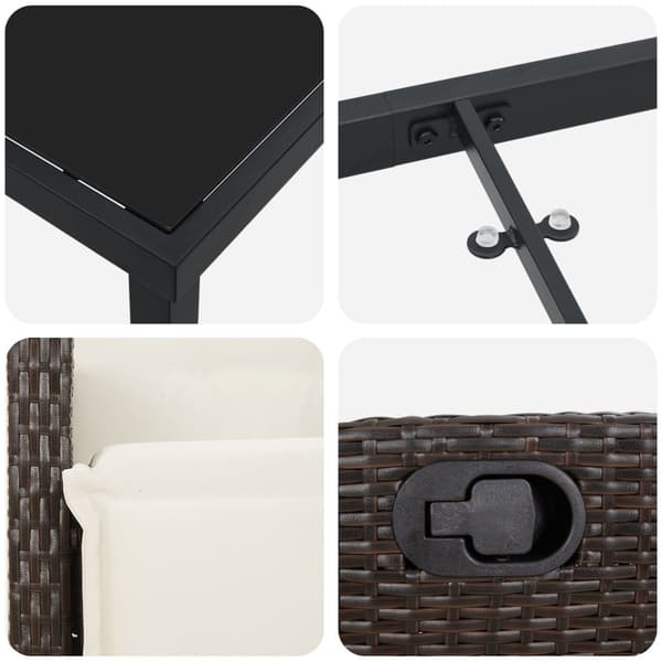 Trädgårdsmöbelset med kudde 7 pcs Brun konstrotting
