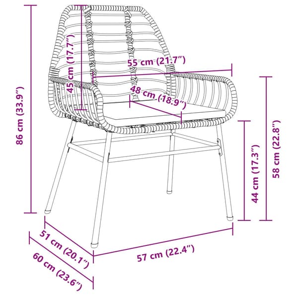 Trädgårdsmöbelset 9 pcs Brun konstrotting