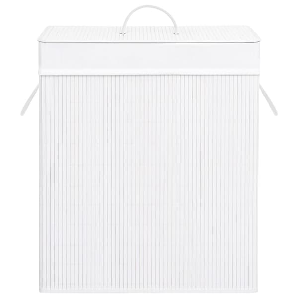 Tvättkorg bambu med 1 sektion vit 83 L