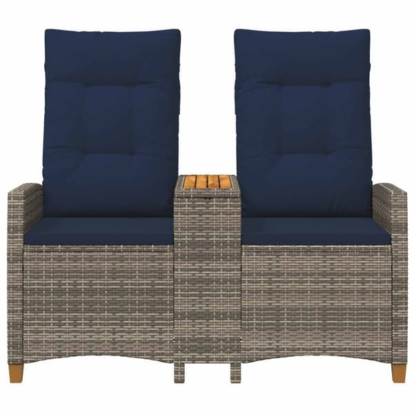 Reclining Bench with Table Grå och Marinblå 126 x 65 x 112 cm